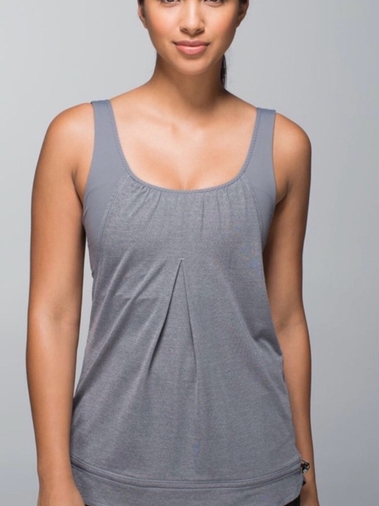 lululemon athletica Tops - lululemon athletica Gray Run times built in bra